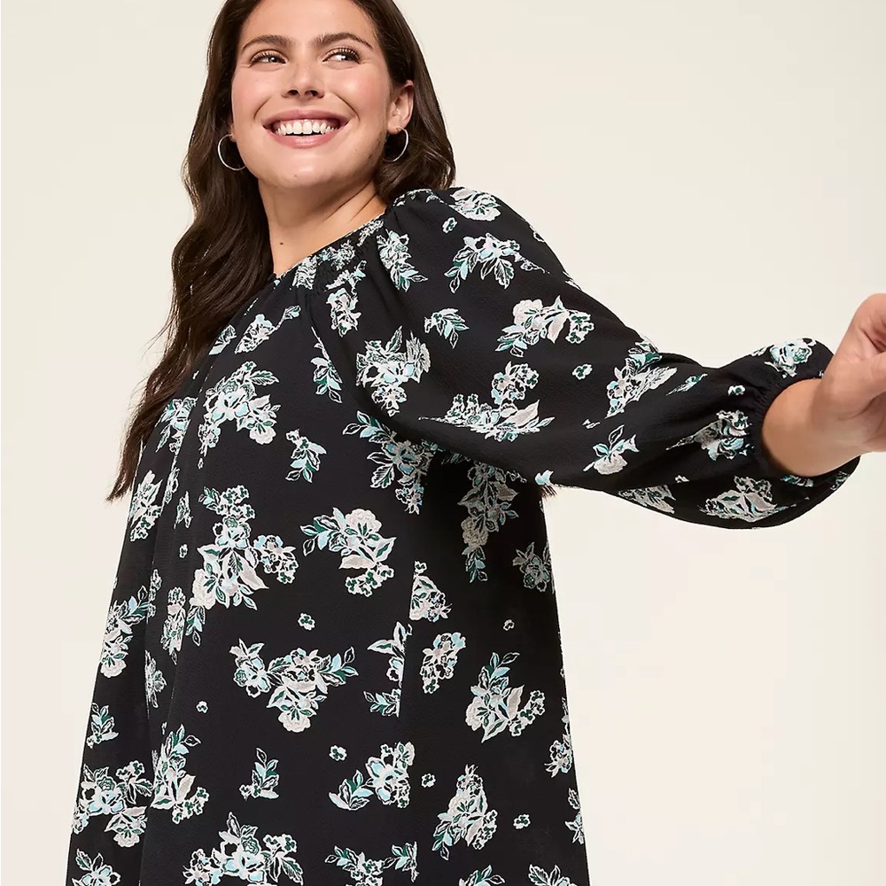 Lane Bryant Black and White 3/4 Sleeve Boxy Blouse